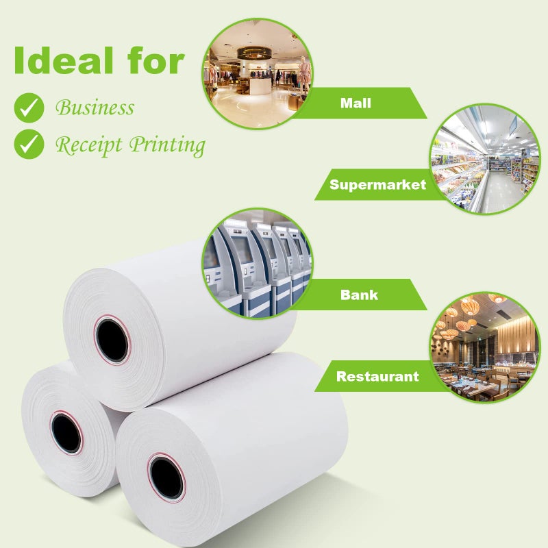 MFLABEL Thermal POS Receipt Paper Rolls - 2 1/4" x 50' (57mm x 15.3m) - 200 Rolls Bulk Pack - High Sensitivity Thermal Paper for Cash Registers, Credit Card Machines & POS Systems - 1/2" Core - Image 3
